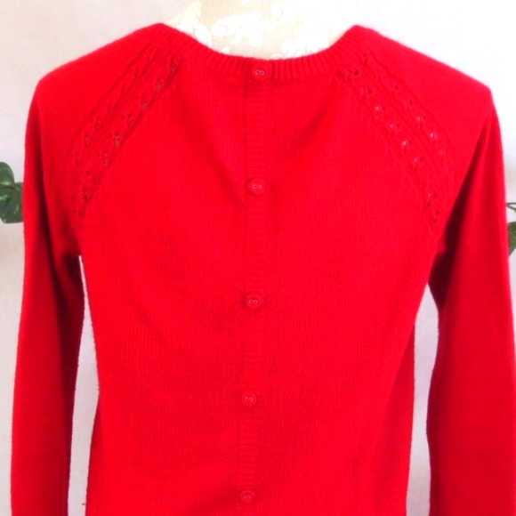 Candie's Sweater Sassy Red Hi-Low Open Knit Lightweight Pull On Size S - Picture 5 of 13